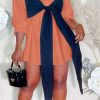 Dresses female | Plus Size Bow Short Mini Dress