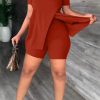 2-Pieces female | Relaxed High Neck Solid Wrap Slit Hem Solid Set