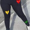 Bottoms female | Casual Heart Print Skinny Pants Black