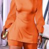 2-Pieces female | Plus Size Solid Long Sleeve Split Two-Piece Set