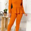 2-Pieces female | Reversible Eyelet Lace Up Ruffle Hem Pants Suit