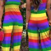 Jumpsuits & Rompers female | Rainbow Striped Printed Loose Sleeveless Jumpsuit Multicolor