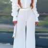 2-Pieces female | Fabulous Cold Shoulder Blouse & Wide Leg Pants Set