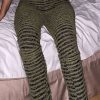 Bottoms female | Casual High Waist Hip Lift Striped Plush Pant