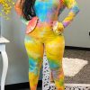 Jumpsuits & Rompers female | Tie-Dye Off Shoulder Long Sleeve Flared Jumpsuit Multicolor