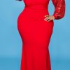 Dresses female | Plus Size Sequins Stitching Long Sleeve Maxi Dress