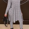 2-Pieces female | High Neck Plaid Long Sleeve Slit Pants Suit