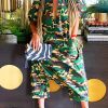 Jumpsuits & Rompers female | Statement V-Neck Half Sleeve Camouflage Drop-Crotch Jumpsuit Army Green