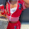 2-Pieces female | Letter Print Jacket Baseball Jersey Sports Shorts Two-Piece Set