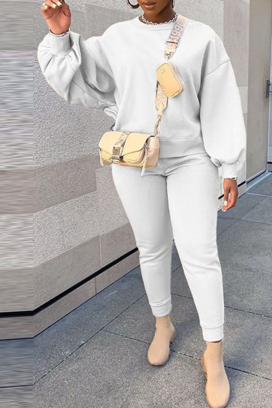 2-Pieces female | Casual Fashion Solid Color Round Neck Sweater Set