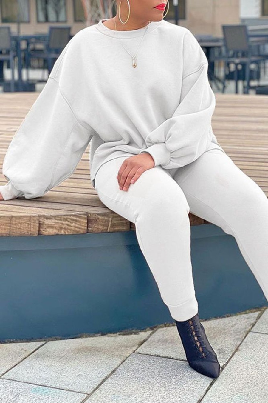 2-Pieces female | Casual Fashion Solid Color Round Neck Sweater Set