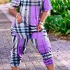 Jumpsuits & Rompers female | Plaid V-Neck Short Sleeve Pocket Jumpsuit