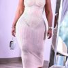 Dresses female | Sequined Backless Spaghetti Strap Sleeveless Plus Size Dress