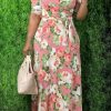 Dresses female | Plus Size V-Neck Floral Wrap Maxi Dress