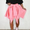 Bottoms female | Fashion Cotton Solid Color Irregular Fake Sleeve Lace Up Skirt