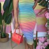 Dresses female | New Sexy Striped Print Tie Dress