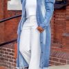 Tops & Outerwear female | Fashionable Casual Washed Denim Long Jacket Blue