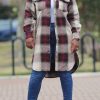 Tops & Outerwear female | Stylish Loose Lapel Single Breasted Pocket Wool Check Long Shacket