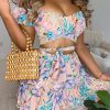 2-Pieces female | Floral Print Off Shoulder Two-Piece Skirt Set Pink