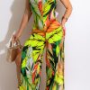 Jumpsuits & Rompers female | Tropical Spaghetti Straps Slit Leg Jumpsuit