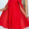 Dresses female | Fashion Solid Color Pleated Cape Loose Midi Dress