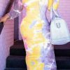 Dresses female | Temperament Pit Strip Tie Dye Printing Slim Plus Size Maxi Dress Yellow