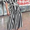 Dresses female | Fashion Stripe Print V-Neck Shirt Sexy Long Dress