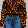 Tops & Outerwear female | Sexy Shoulder Button Blouse Leopard Print