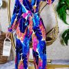 Jumpsuits & Rompers female | Boho V-Neck High Waist Loose Wide Leg Mopping Jumpsuit Blue