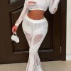 2-Pieces female | Cutout Long Sleeves Slim Fit Knit Trousers Two-Piece Set