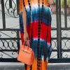 Dresses female | Oblique Collar Tie Dye Maxi Dress