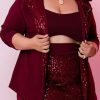 2-Pieces female | Plus Size Sequin Patched Blazer & All Sequin Skirt 3Pc Set