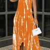 Dresses female | V-Neck Tie Dye Pocket Irregular Hem Dress