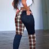 Bottoms female | Street Plaid Colorblock Patchwork Pants