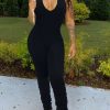 Jumpsuits & Rompers female | Solid Halter Pleated Pile Jumpsuit Black