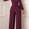 Jumpsuits & Rompers female | Commuter Solid Color Shirt Wide Leg Jumpsuit