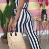 Jumpsuits & Rompers female | Fashion Casual Colorful Striped Print Strappy Sexy Jumpsuit