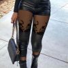 Bottoms female | Fashion Sexy Lace Stitching Leggings Black