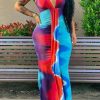 Dresses female | Fashion Print Sleeveless Pleated Maxi Dress