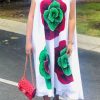 Dresses female | Colorblock Floral Print Sleeveless Shirt Long Dress White