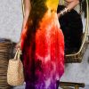 Dresses female | Tie Dye Halter Neck Loose Maxi Dress