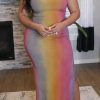 Dresses female | Fashion Gradient Sleeveless Slit Maxi Dress