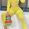 Jumpsuits & Rompers female | Sexy Cutout Solid Color Slim Fit Stretch Backless Long Sleeve Jumpsuit