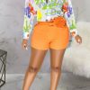 Tops & Outerwear female | Fashion Color Print Long Sleeve Single Breasted Blouse