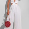 Jumpsuits & Rompers female | Pure Color Casual Loose Hollow Chiffon Jumpsuit