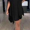 2-Pieces female | Casual Sleeveless Slanted Off Shoulder Loose Solid Color Suit