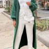 Tops & Outerwear female | New Lazy Style Loose Pocket Knitted Cardigan Long Thick Sweater Jacket Green