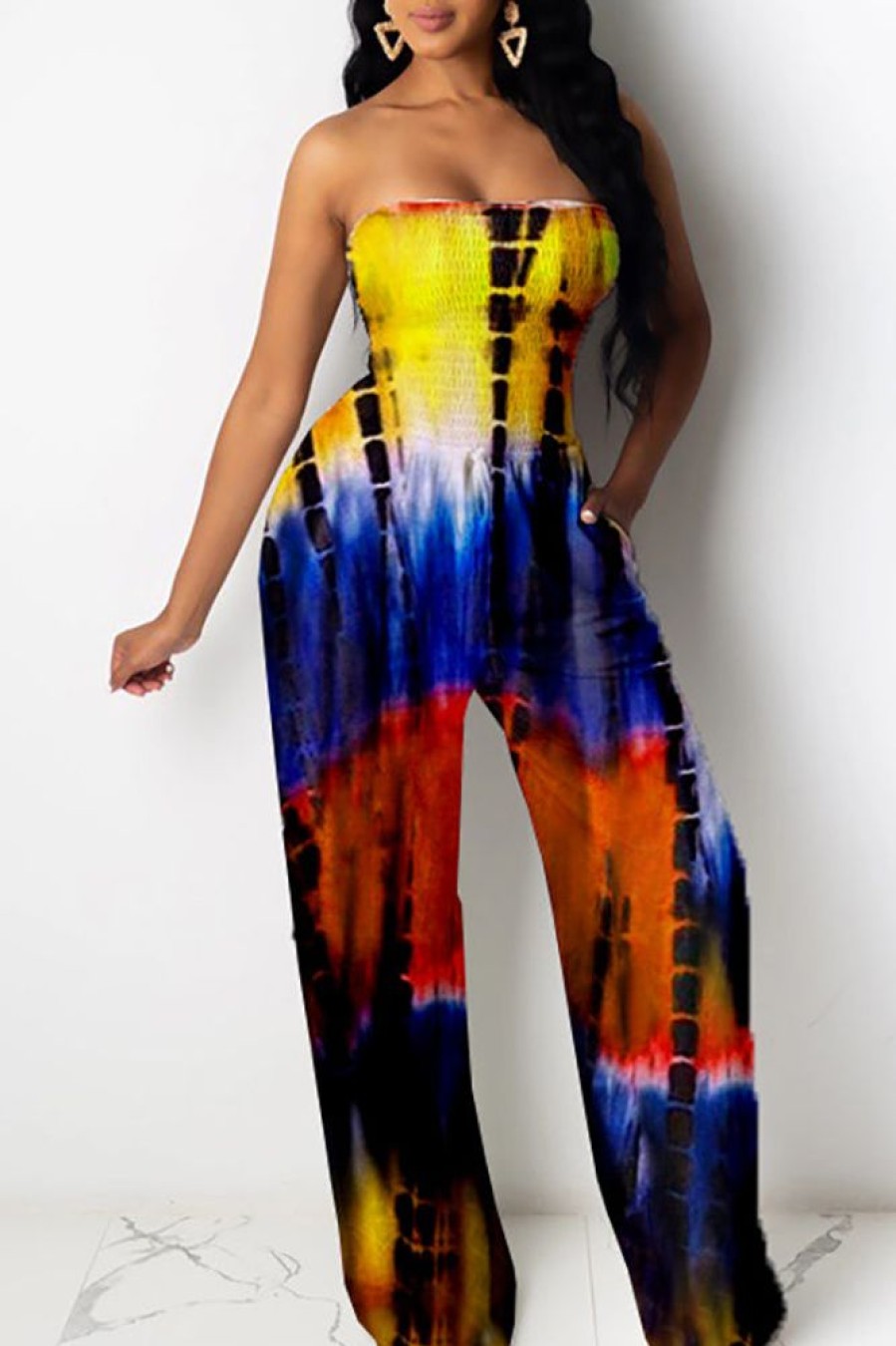 Jumpsuits & Rompers female | Tie Dye Bandeau Pocket Jumpsuit (Without Positioning Printing)