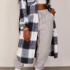 Tops & Outerwear female | Patch Pocket Plaid Woolen Long Shirt Coat