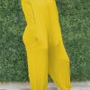 Jumpsuits & Rompers female | Casual Loose Solid Long Sleeve Pocket Jumpsuit Yellow